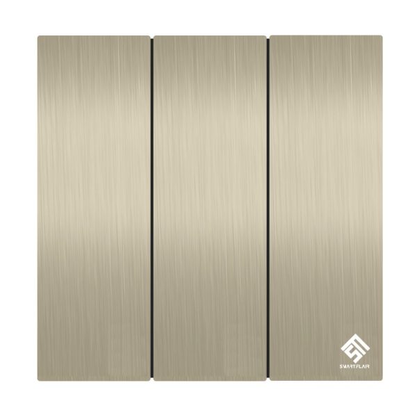 3 Gang 1 Way Mechanical Switch Champagne Gold