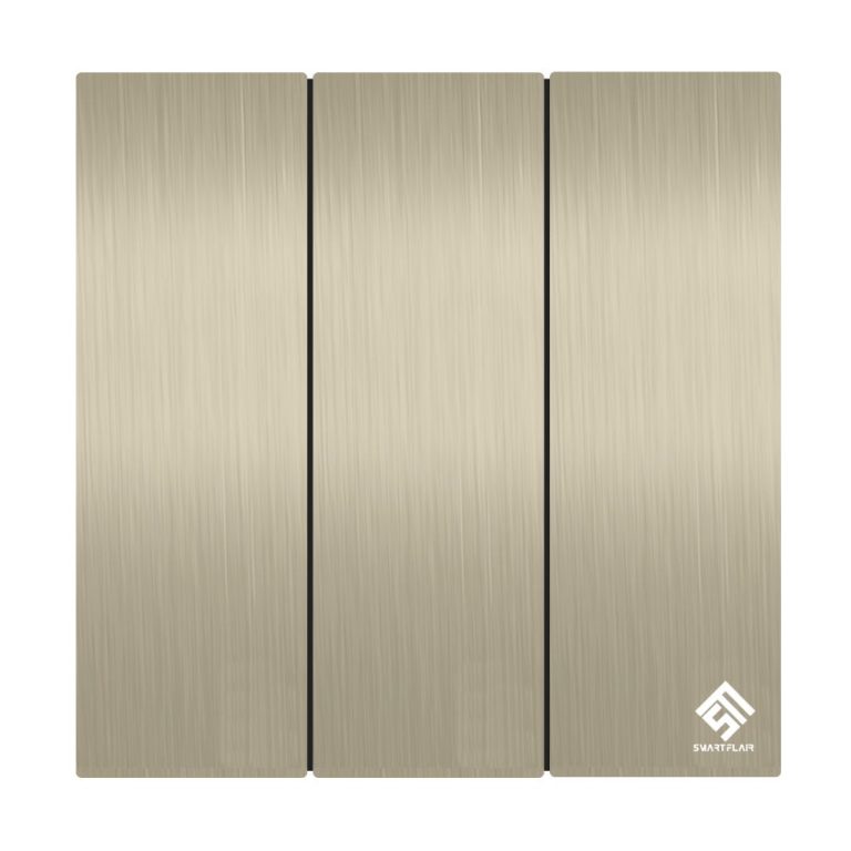 3 Gang 1 Way Mechanical Switch Champagne Gold