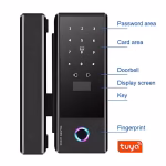 Smart Digital Glass Door Lock with Fingerprint, Keypad & Key Backup