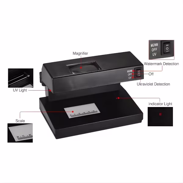 Counterfeit Money Detector with UV Light Currency Checker