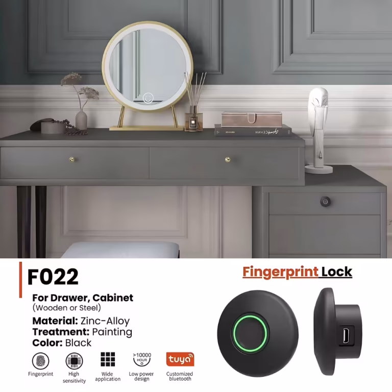 F022 Fingerprint Lock – Smart Drawer & Cabinet Lock with Tuya Bluetooth