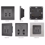 Dark Grey Dual Voltage Shaver Socket 115V/240V for Bathroom – Shavers Only Electrical Outlet